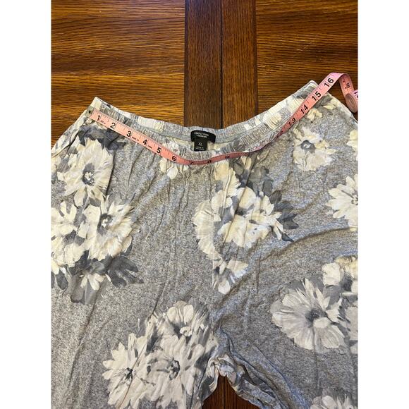 Simply Vera Wang Gray Floral Pajama Pants XL Sleepwear Lounge Soft Crop Capris - Picture 7 of 8